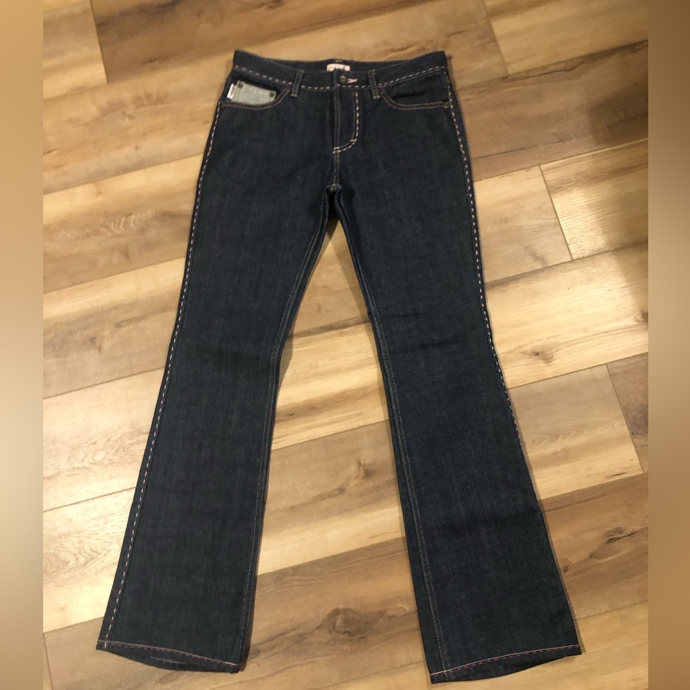 NWOT Paul Smith PINK Blue Jeans Pink & Red Stitching 3 Button Size 9 (Marked 42)